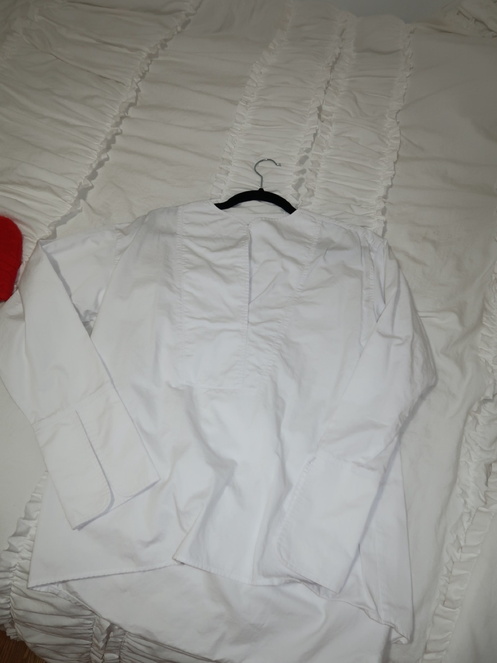 Women's White Long-Sleeve Blouse - Classic Buttonless Design